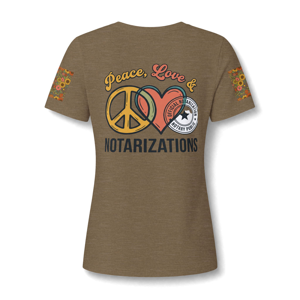 Peace, Love & Notarizations Women's Relaxed V-Neck Tee ☮️❤️🖋️