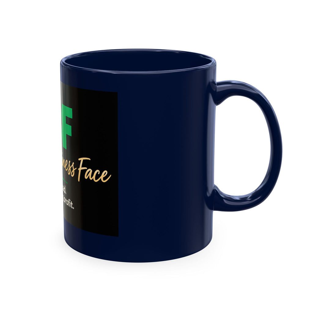 Resting Business Face Cursive Ceramic Mug — "RBF: I'm not mad. I'm calculating profit."