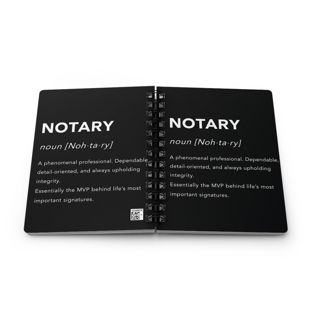 📓 Notary Definition Spiral Journal | Minimalist Notary Notebook | Loan Signing Agent Planner | Professional Notary Gift | Black & White Journal