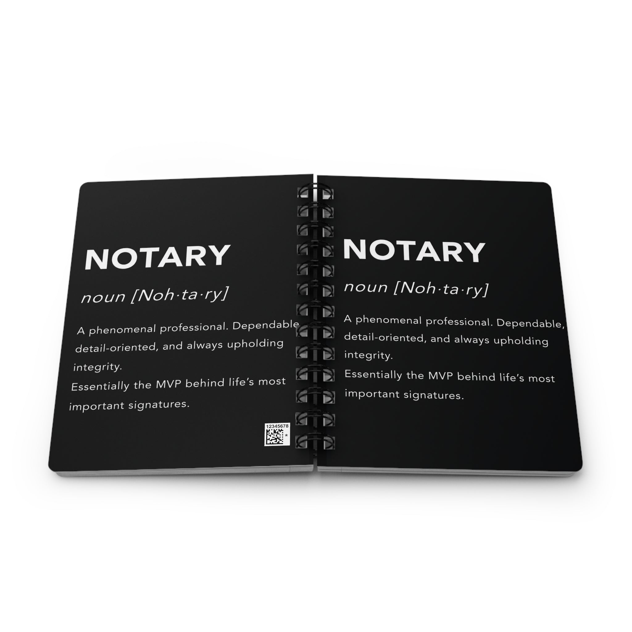 📓 Notary Definition Spiral Journal | Minimalist Notary Notebook | Loan Signing Agent Planner | Professional Notary Gift | Black & White Journal