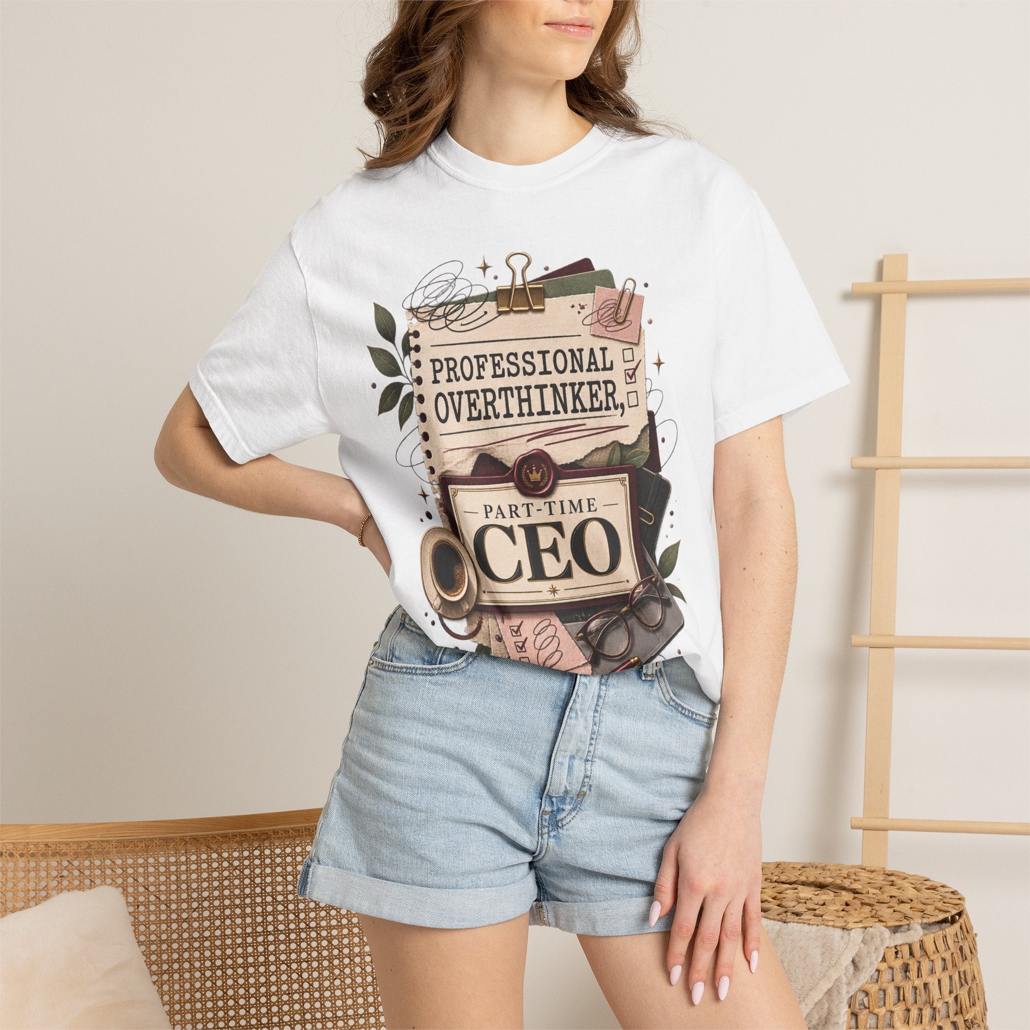Professional Overthinker Part-Time CEO T-Shirt | Funny Small Business Owner Graphic Tee | Entrepreneur Gift | Garment-Dyed Shirt