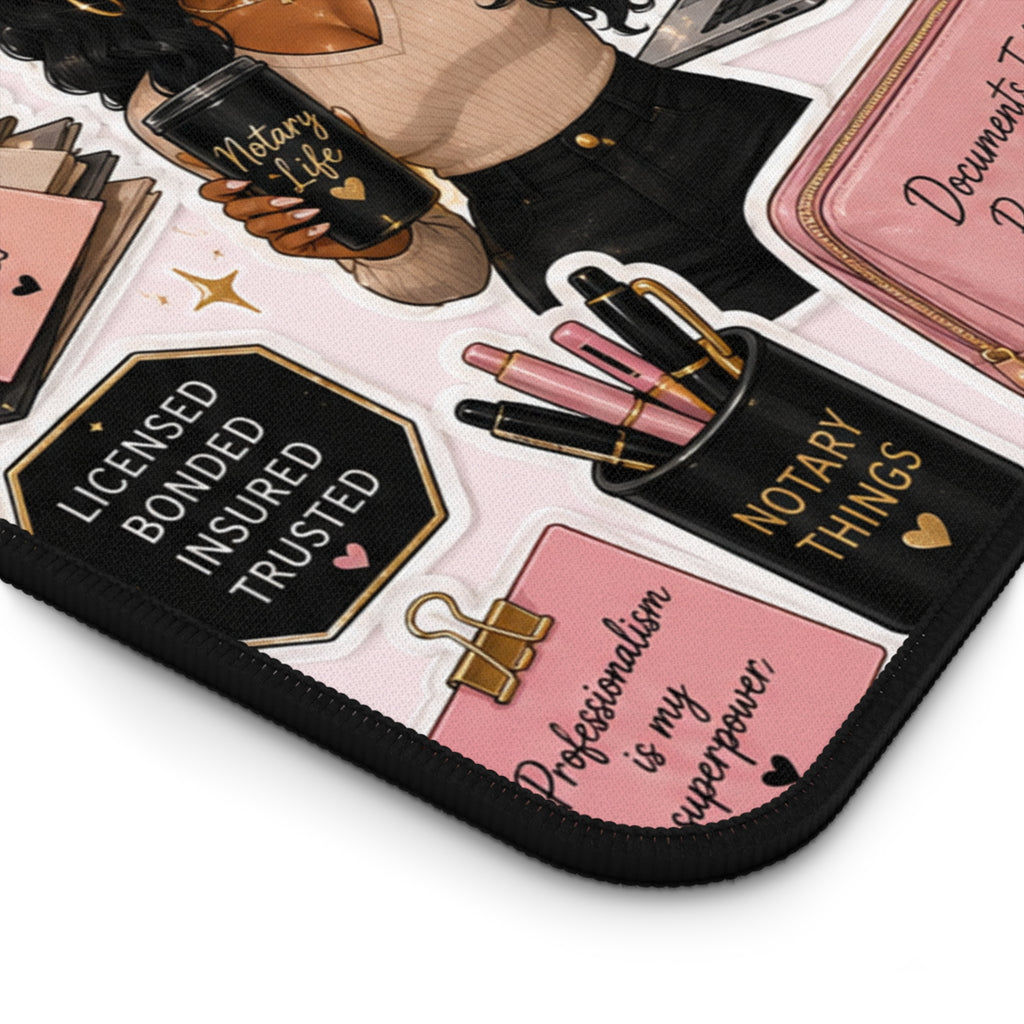Notary Life Desk Mat | Cute Sticker Collage Office Mouse Pad for Notary Public Professionals