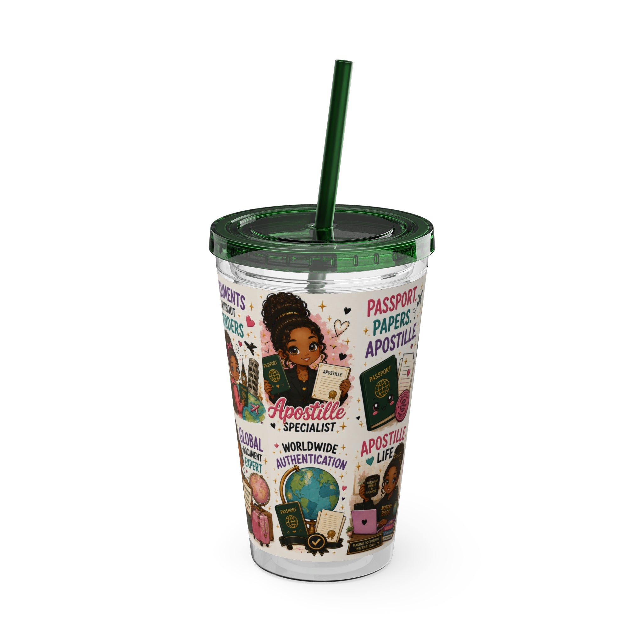 16 oz Acrylic Tumbler – Apostille Specialist Travel Collection | Double-Wall Notary Cup with Straw