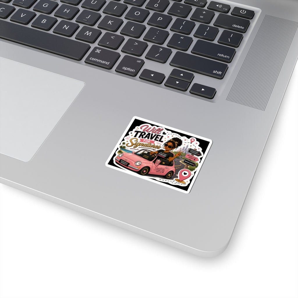Will Travel for Signatures Vinyl Sticker | Mobile Notary Sticker | Loan Signing Agent Decal | Cute Business Owner Laptop Sticker