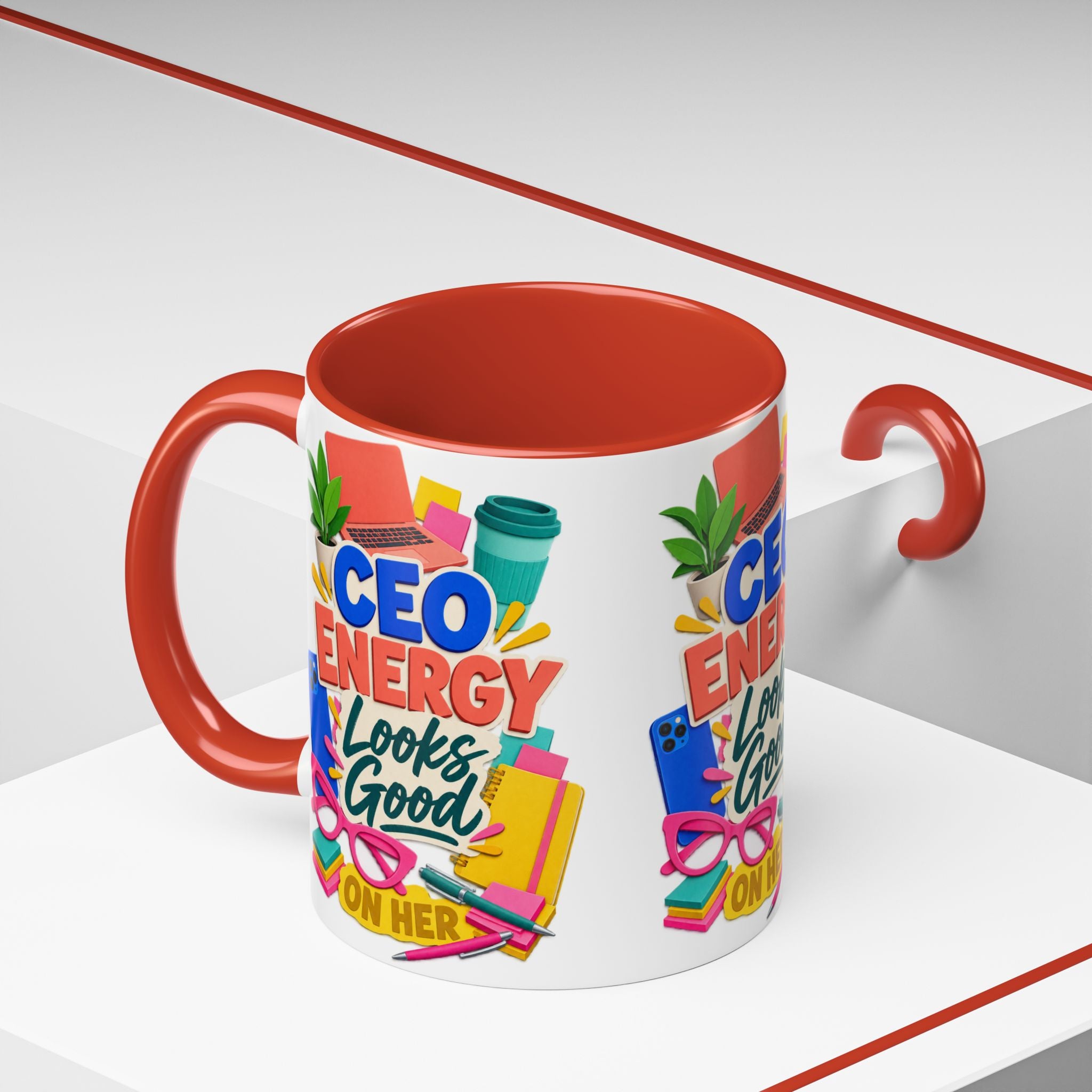 CEO Energy Looks Good on Her Mug | Women in Business Coffee Cup | Female Entrepreneur Gift | Boss Lady Office Mug