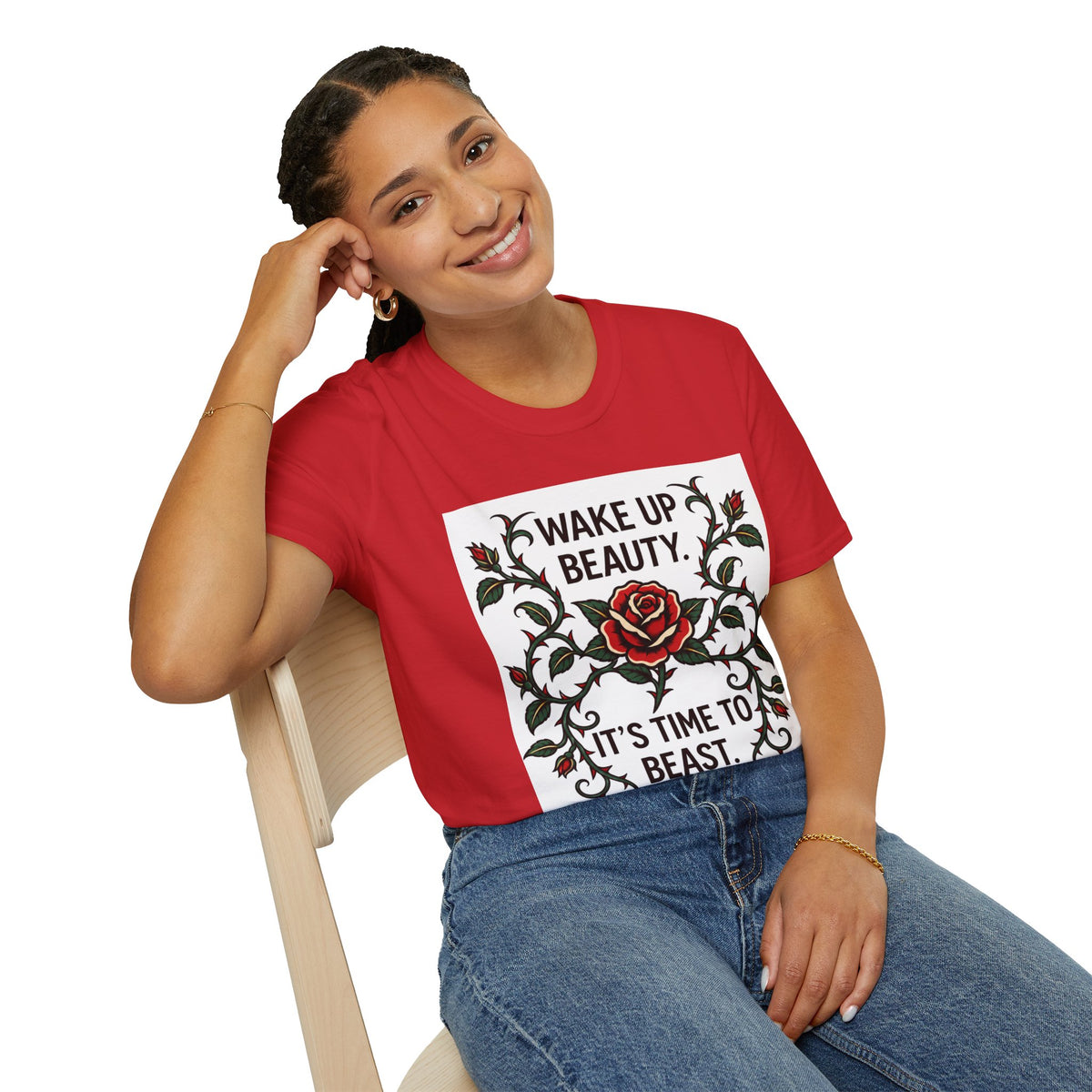 Wake Up Beauty, It’s Time to Beast Tee — Rose & Thorn Graphic Shirt
