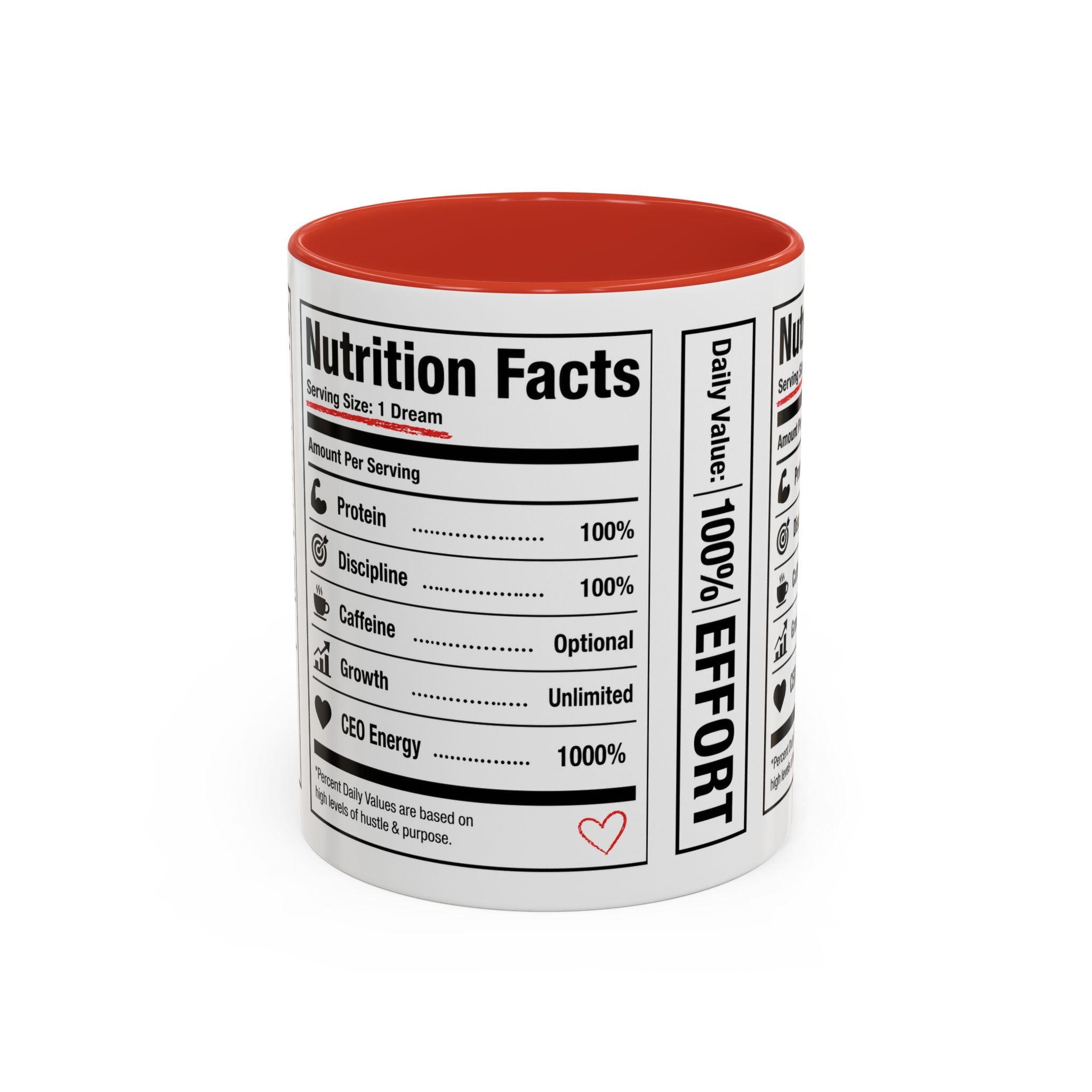 Entrepreneur Nutrition Facts Accent Coffee Mug | CEO Motivation Coffee Cup (11oz, 15oz)
