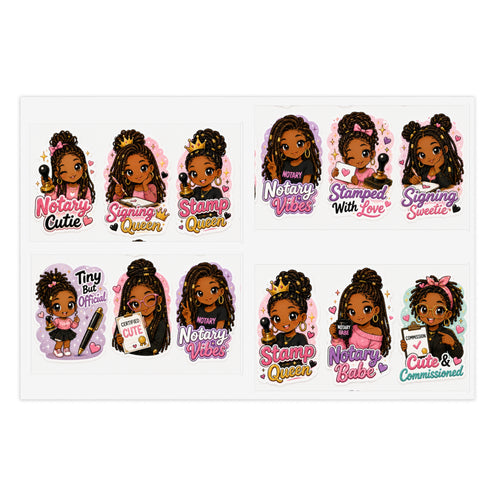 Black Girl Notary Sticker Sheet — Cute & Commissioned Notary Stickers