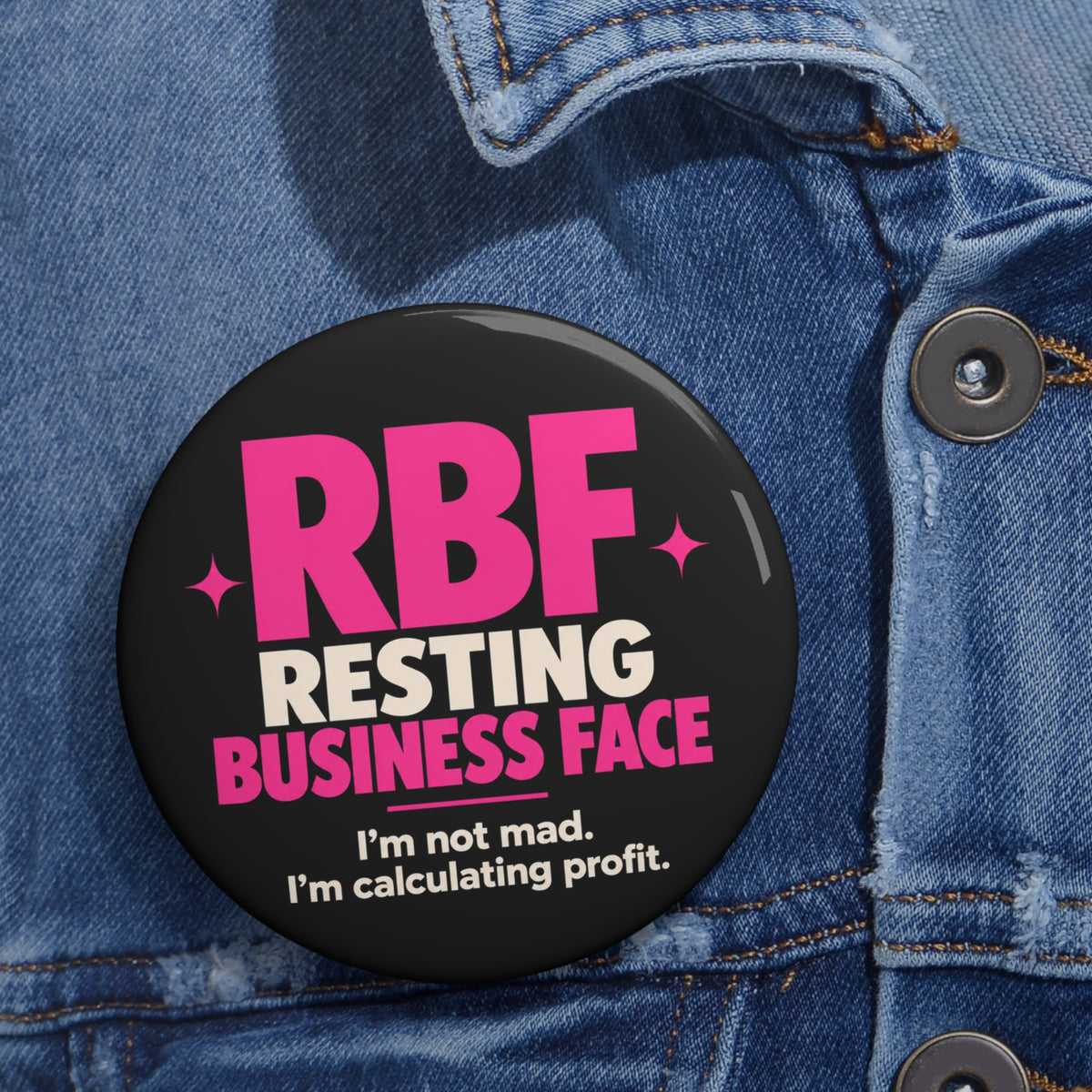 Pin Button — "RBF Resting Business Face" Funny Entrepreneur Lapel Pin