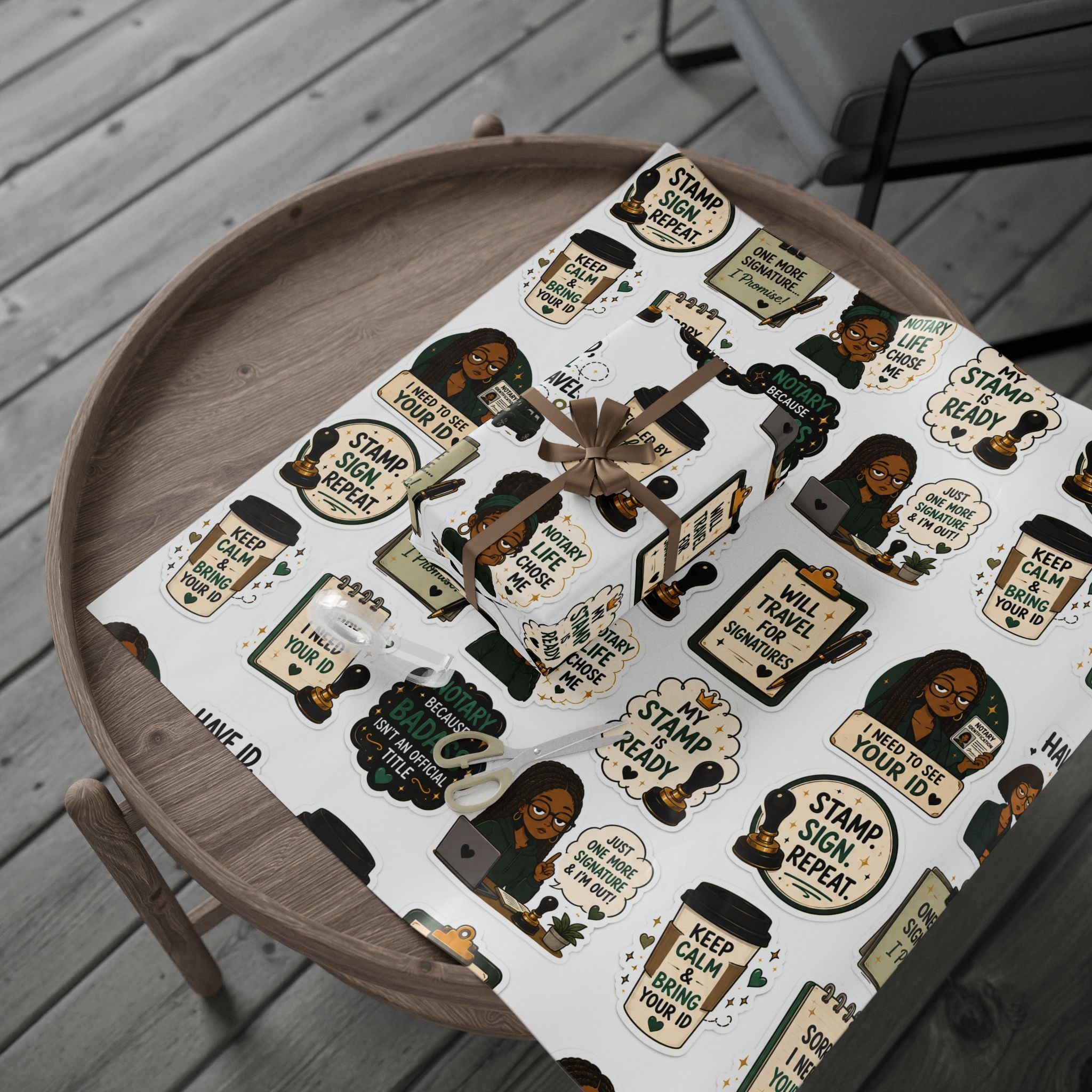 ✍🏾☕ Notary Life Wrapping Paper – Funny Notary Gift Wrap 🎁