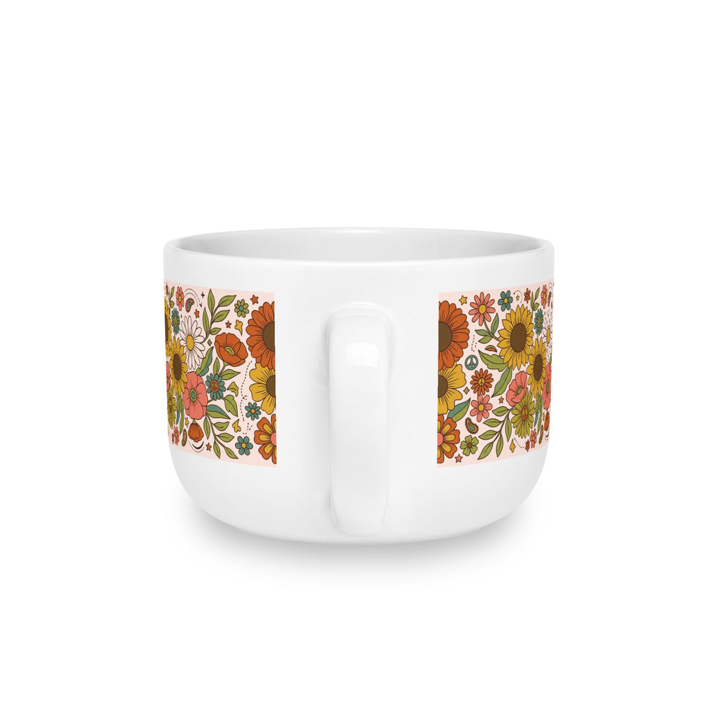 Peace, Love & Notarizations 25oz Ceramic Latte Mug ☕ — Retro Floral Coffee Cup for Notaries