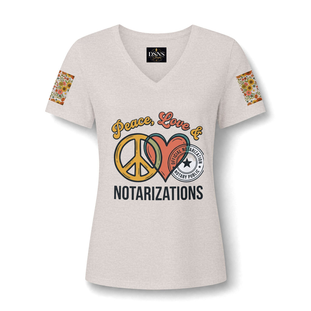 Peace, Love & Notarizations Women's Relaxed V-Neck Tee ☮️❤️🖋️