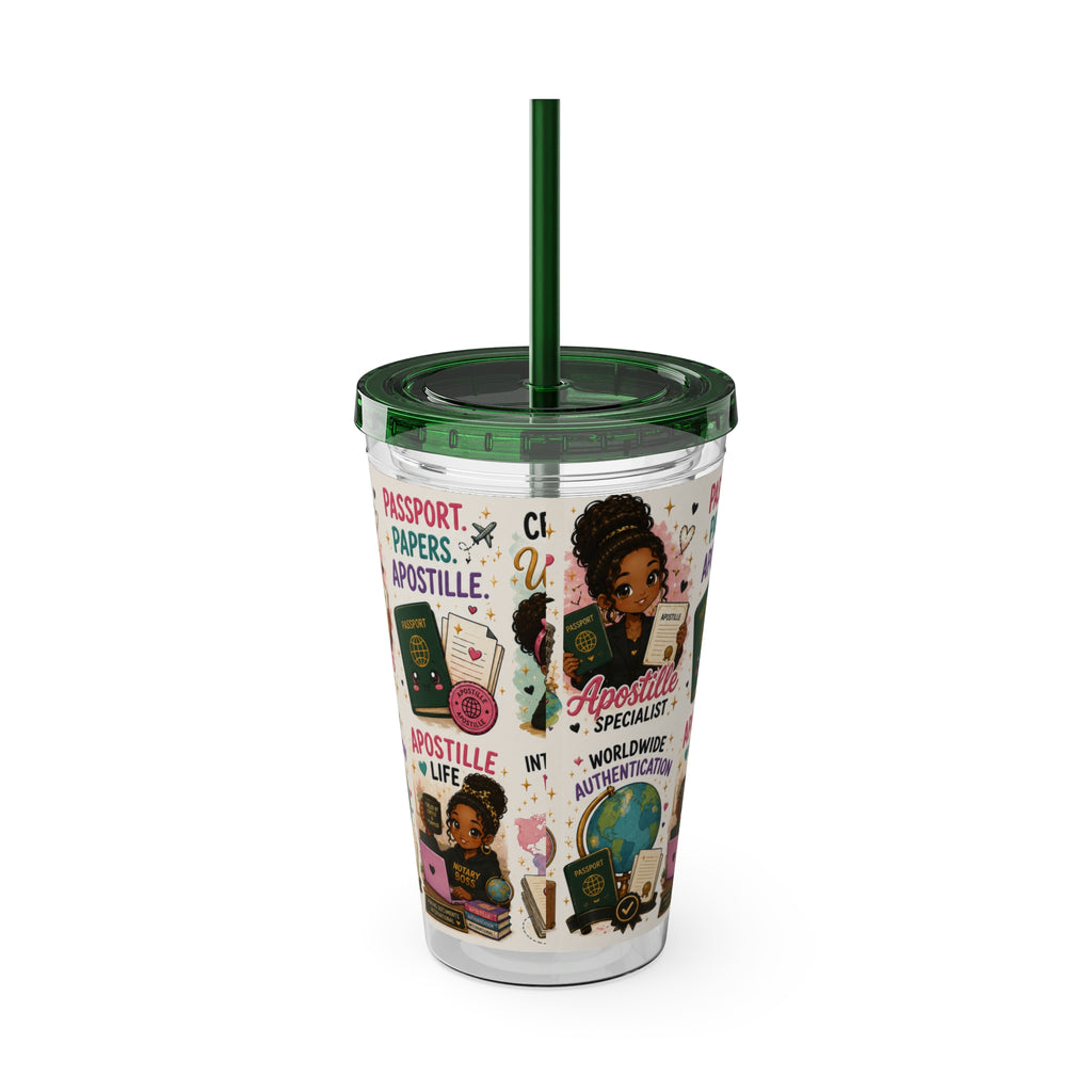 16 oz Acrylic Tumbler – Apostille Specialist Travel Collection | Double-Wall Notary Cup with Straw