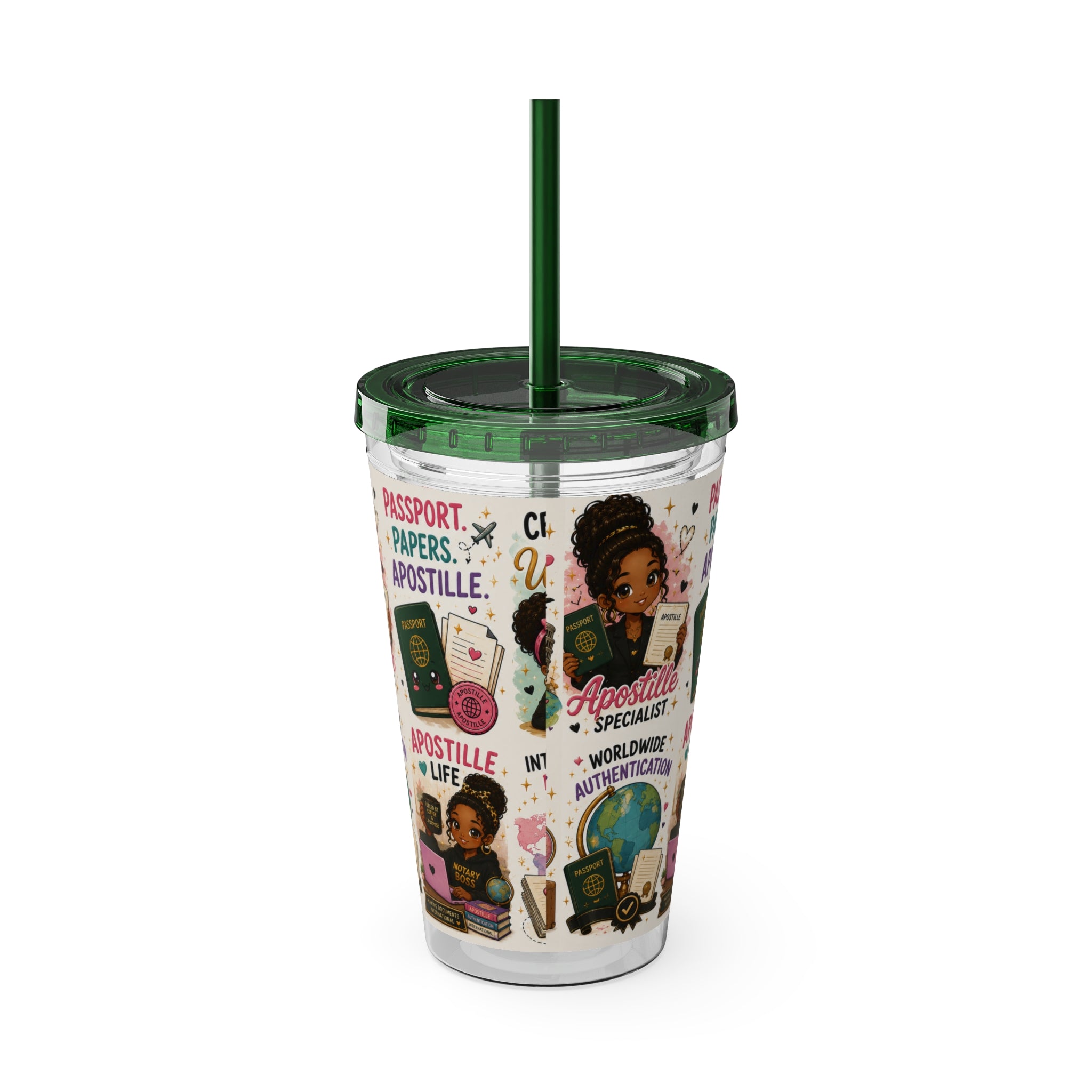 16 oz Acrylic Tumbler – Apostille Specialist Travel Collection | Double-Wall Notary Cup with Straw
