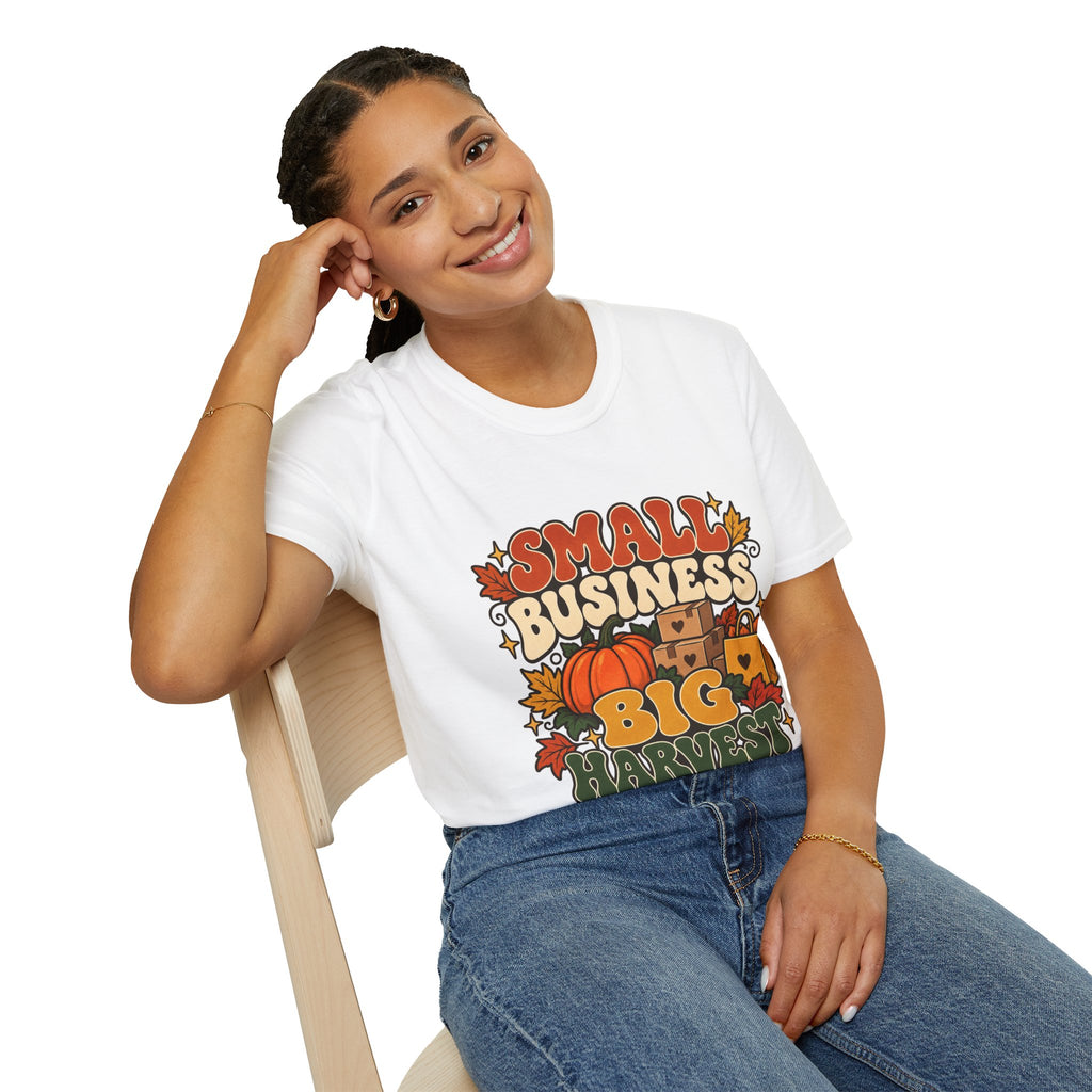 Small Business Big Harvest Graphic T-Shirt — Retro Fall Entrepreneur Tee