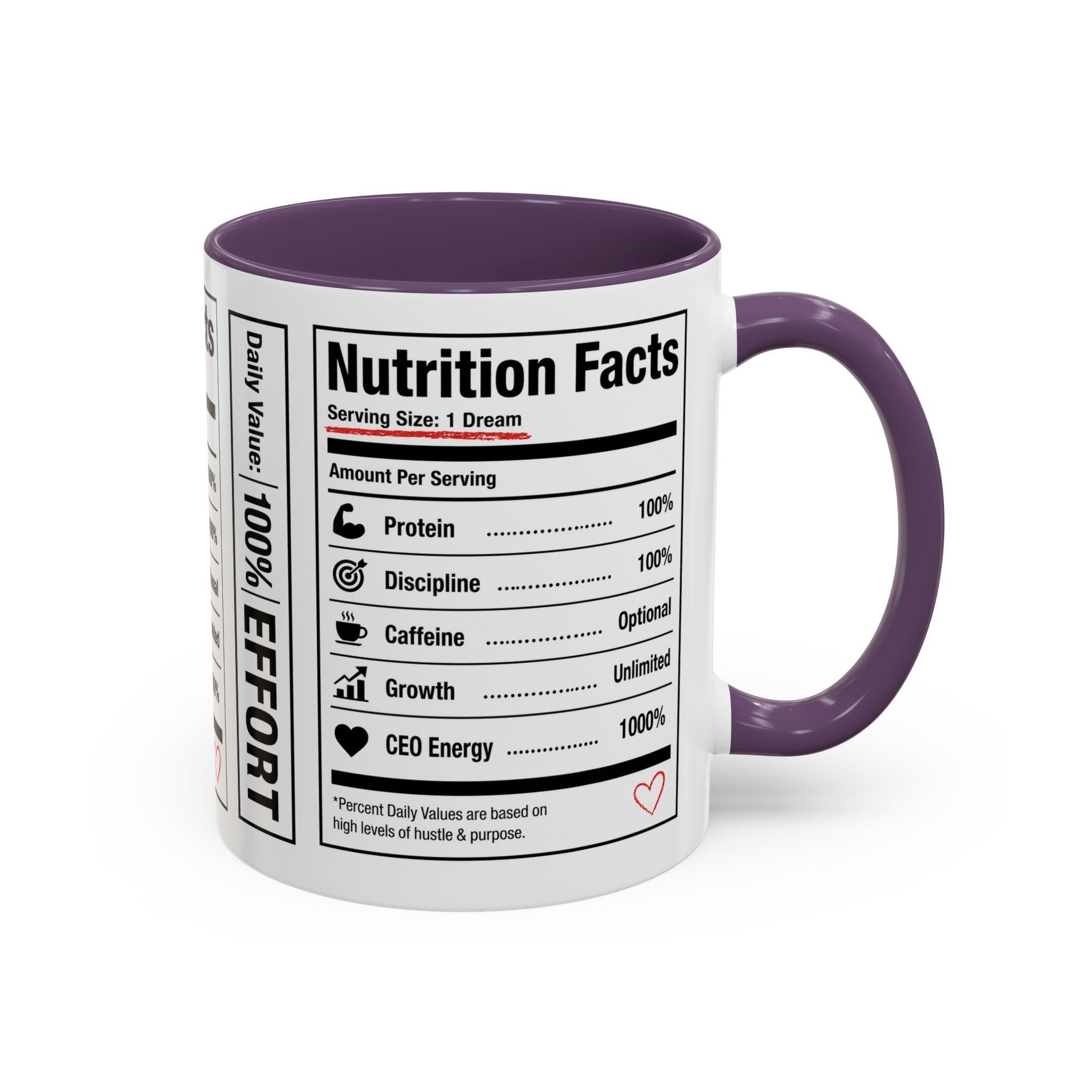 Entrepreneur Nutrition Facts Accent Coffee Mug | CEO Motivation Coffee Cup (11oz, 15oz)