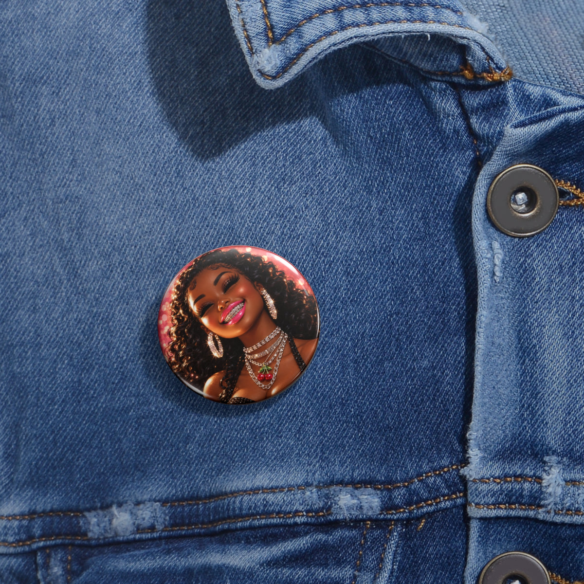 Cherry On Top Pin Button — Glam Girl Statement Accessory (Smaller Size)