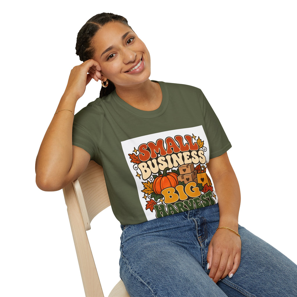 Small Business Big Harvest Graphic T-Shirt — Retro Fall Entrepreneur Tee