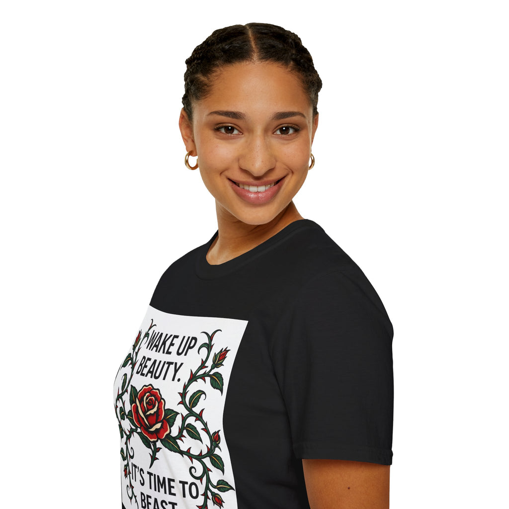 Wake Up Beauty, It’s Time to Beast Tee — Rose & Thorn Graphic Shirt
