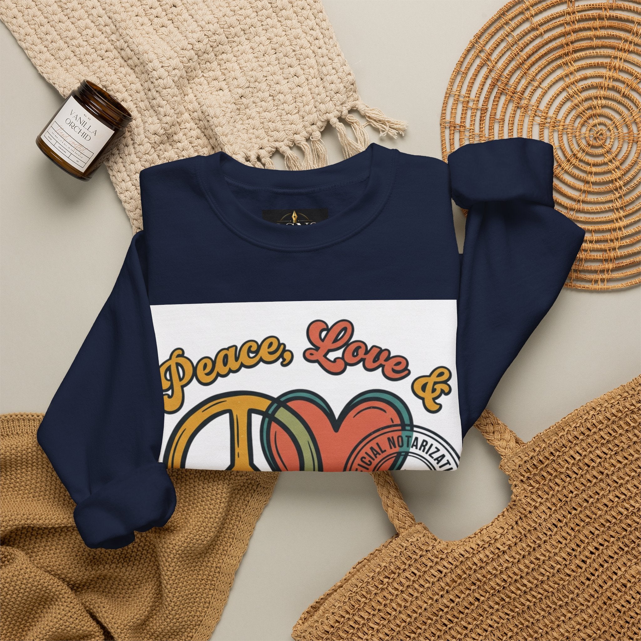 Peace, Love & Notarizations Cozy  Crewneck Sweatshirt ☮️❤️🖋️