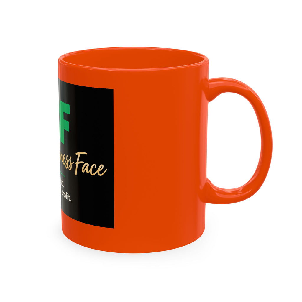 Resting Business Face Cursive Ceramic Mug — "RBF: I'm not mad. I'm calculating profit."