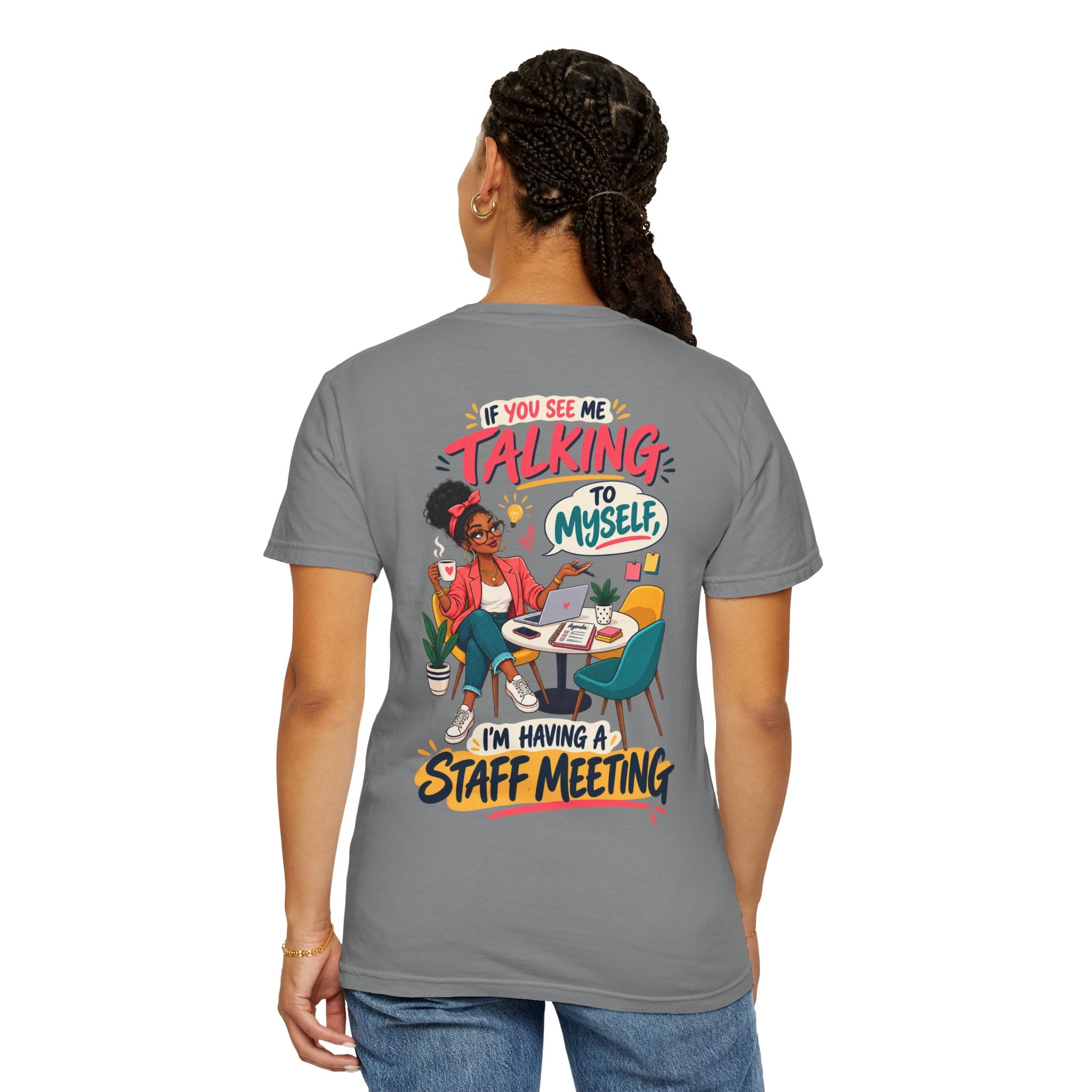 Funny Small Business Owner T-Shirt — “If You See Me Talking to Myself” Staff Meeting Graphic Tee