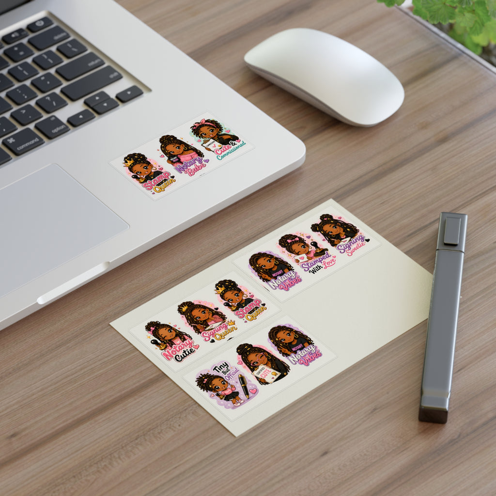 Black Girl Notary Sticker Sheet — Cute & Commissioned Notary Stickers