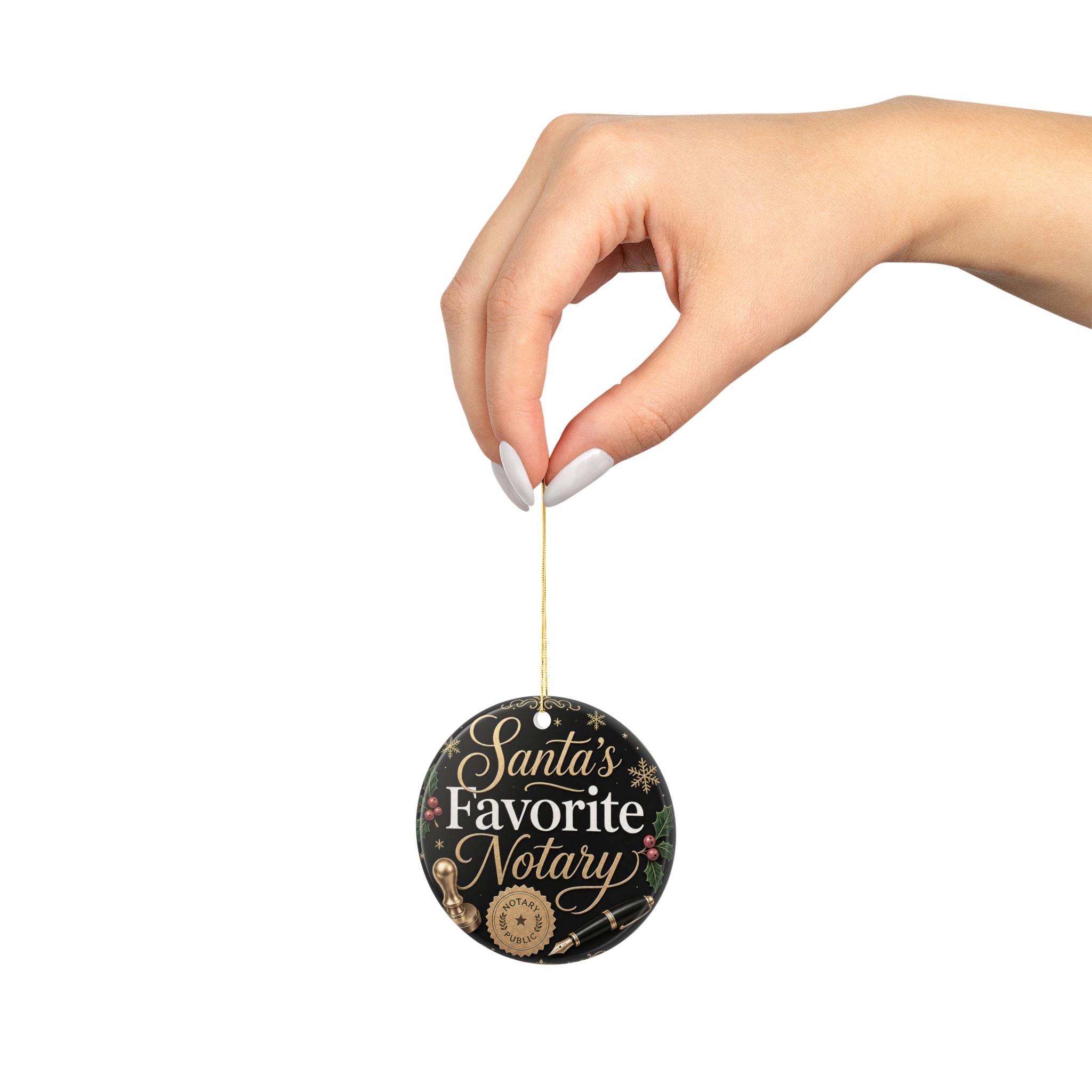 Santa’s Favorite Notary Ceramic Ornament – Funny Notary Christmas Gift