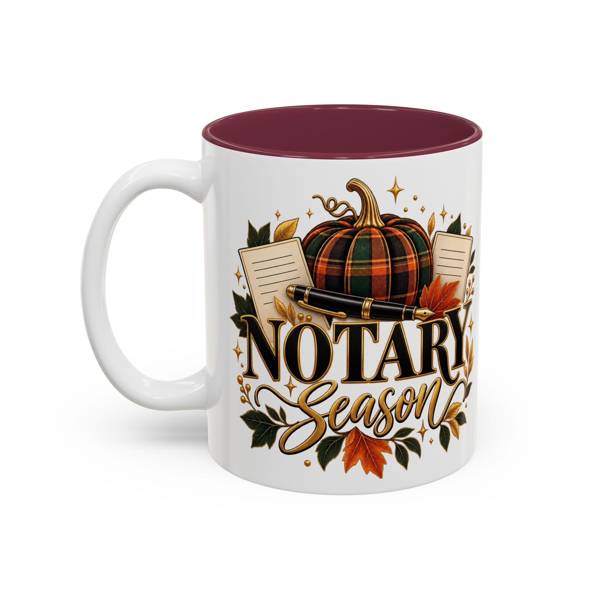 Notary Season Fall Accent Mug — Autumn Notary Public Coffee Cup