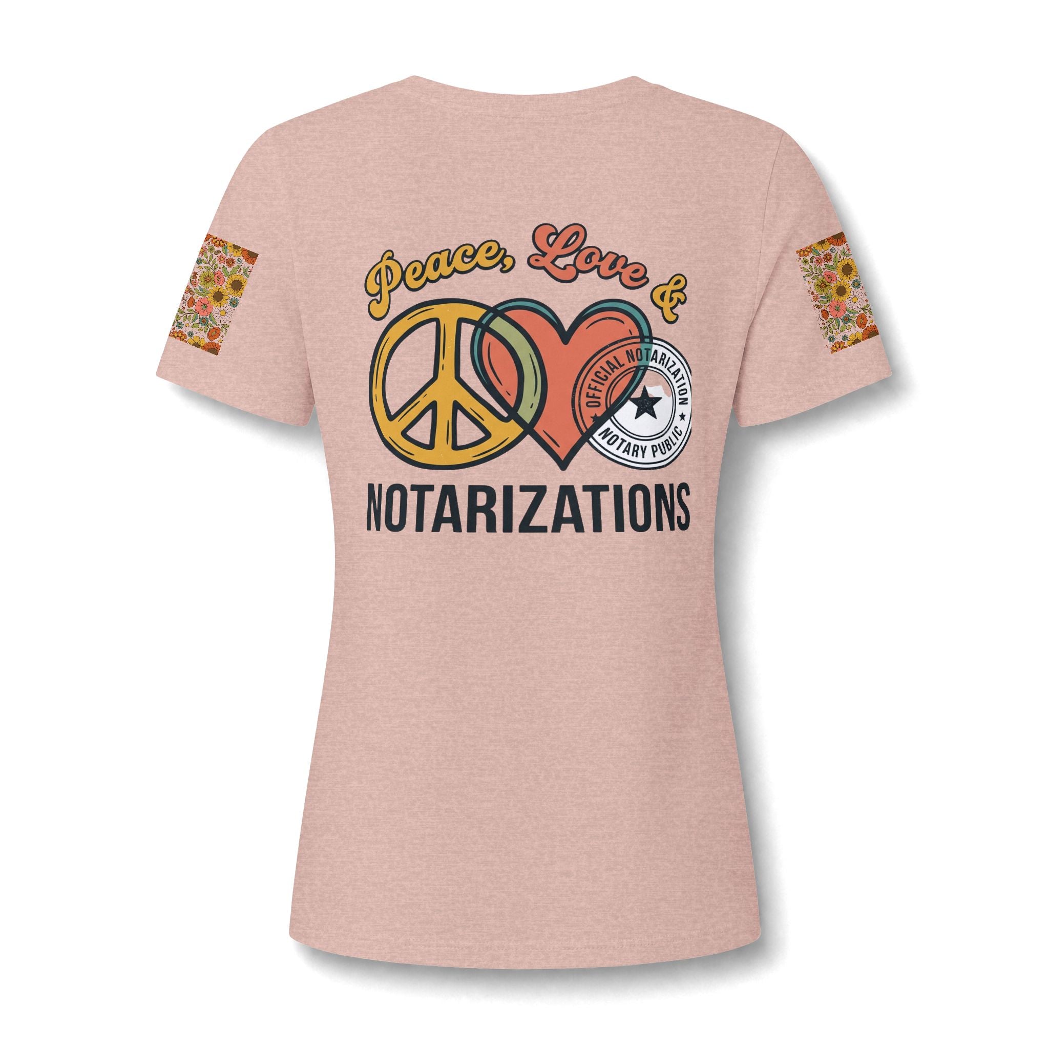 Peace, Love & Notarizations Women's Relaxed V-Neck Tee ☮️❤️🖋️