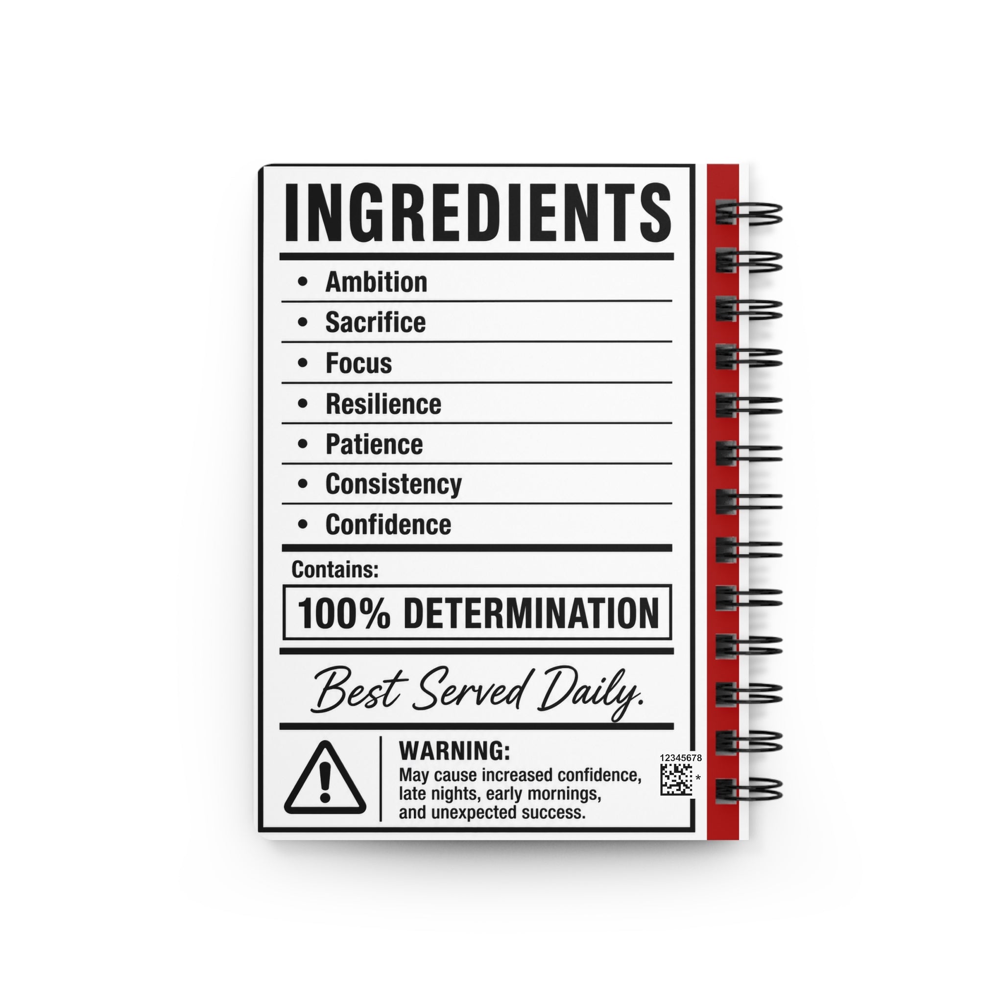 Nutrition Facts: CEO Edition Spiral Journal | 150-Page Motivational Notebook for Entrepreneurs, Small Business Owners & Goal Getters