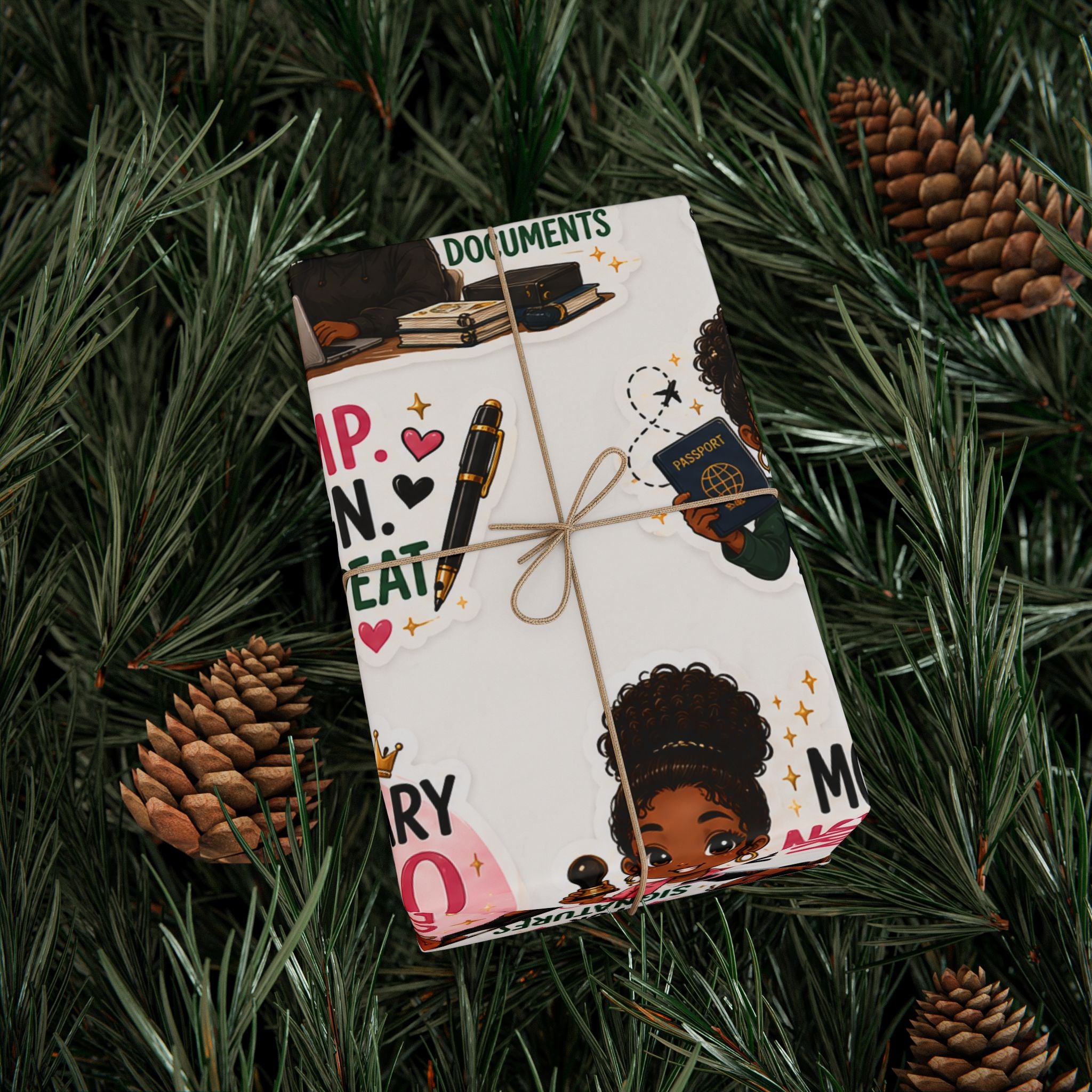 Notary Girl Boss Wrapping Paper – Mobile Notary & Signing Agent Gift Wrap🌍📜✨