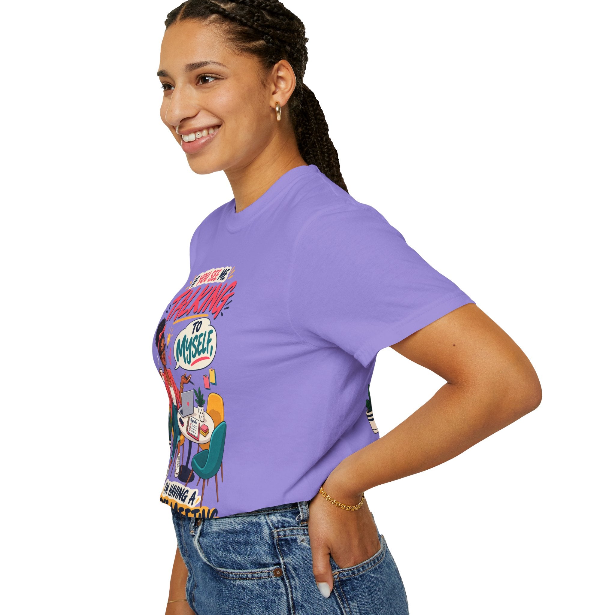 Funny Small Business Owner T-Shirt — “If You See Me Talking to Myself” Staff Meeting Graphic Tee
