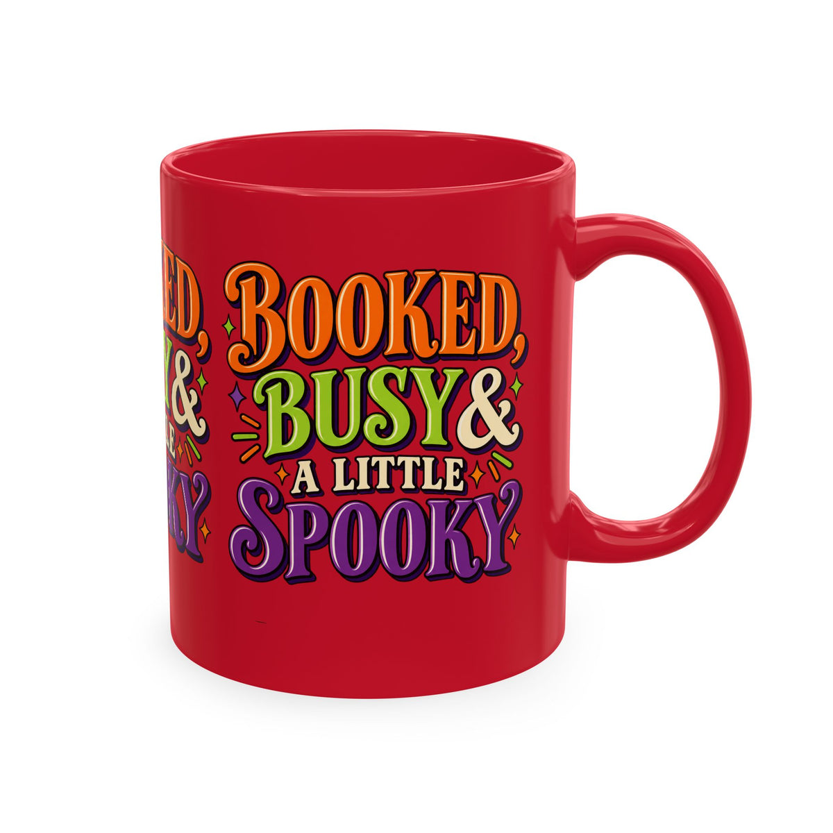 Booked, Busy & a Little Spooky Mug — Halloween Book Lover Coffee Cup