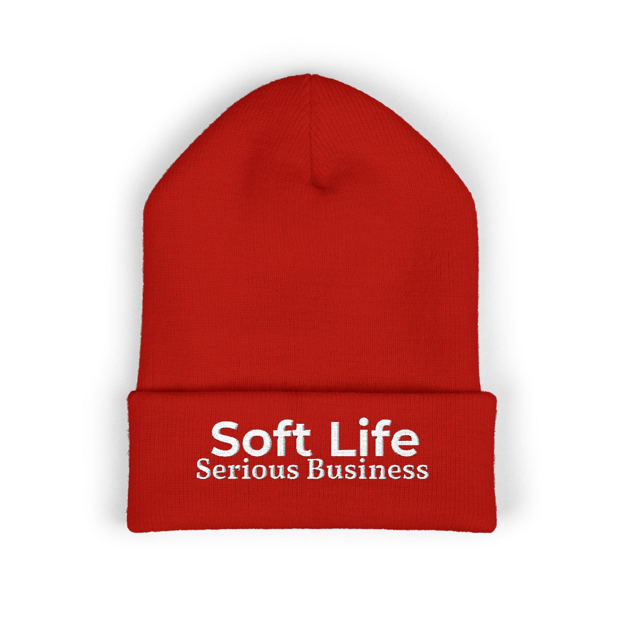Soft Life. Serious Business. Embroidered Cuffed Beanie | Cozy Entrepreneur Winter Hat