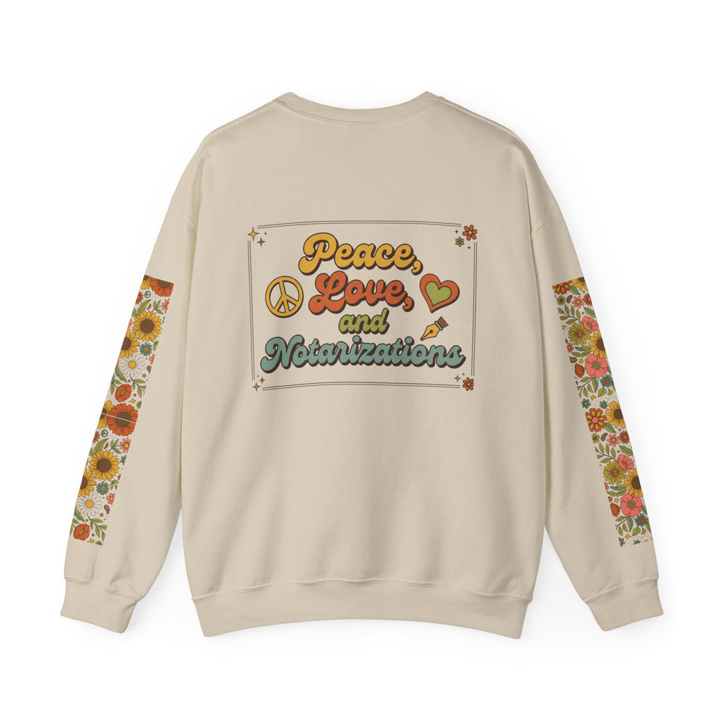 Peace, Love & Notarizations Cozy  Crewneck Sweatshirt ☮️❤️🖋️